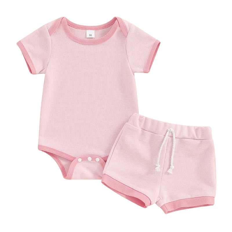 Wholesale Baby Girls Pink Romper and Shorts Set (4 Pack)